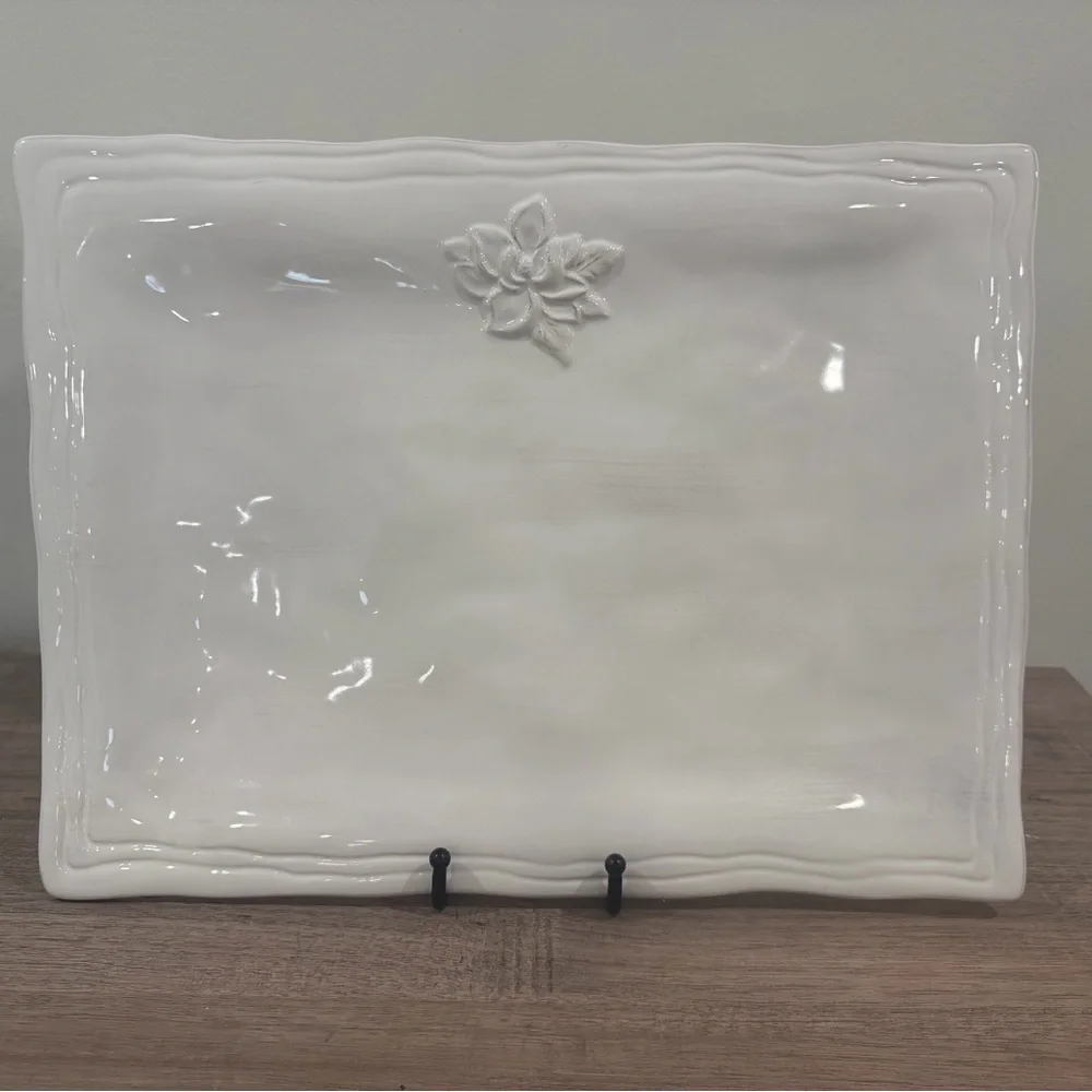 The Royal Standard Large White Ceramic Platter with Floral Design - Picture 1 of 7
